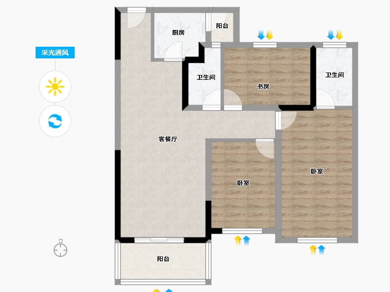 湖北省-咸宁市-金色海湾-88.01-户型库-采光通风