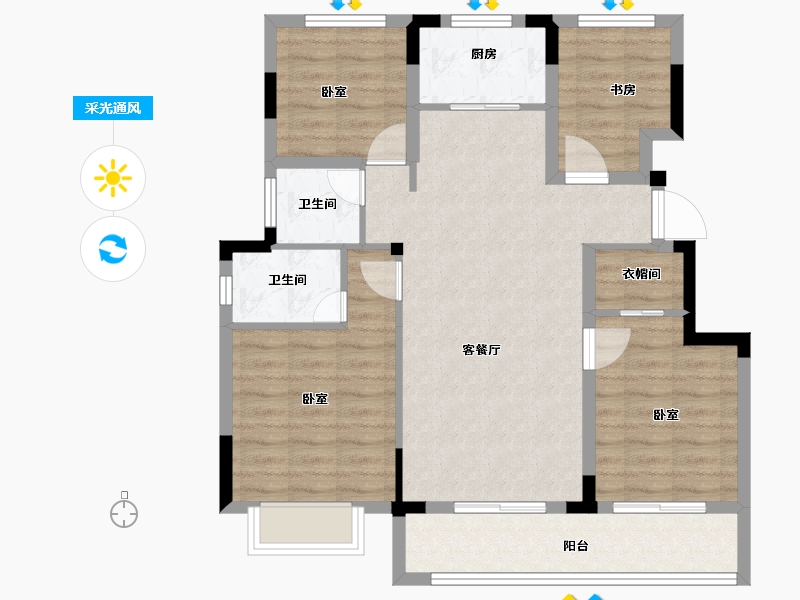 浙江省-绍兴市-城投悦府-90.00-户型库-采光通风