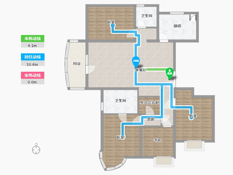 湖北省-武汉市-恋湖家园滨湖区二期-138.00-户型库-动静线