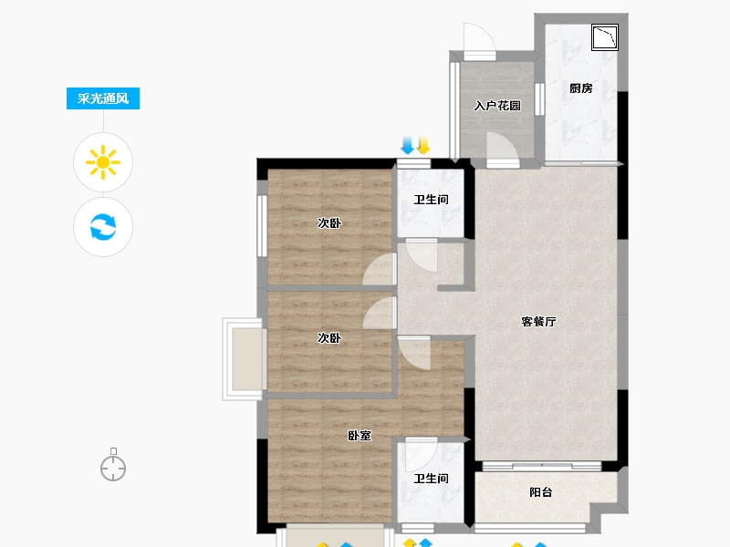 广东省-广州市-龙湖首开天宸原著-78.73-户型库-采光通风