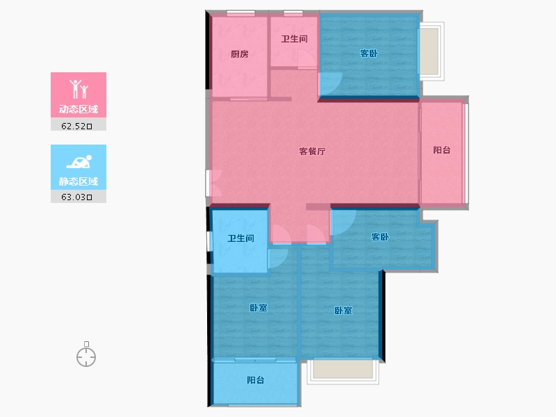 湖北省-黄石市-正宏·金湖星郡-114.77-户型库-动静分区