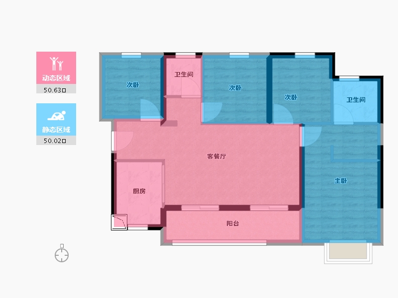 广东省-惠州市-惠阳恒大棕榈岛-90.00-户型库-动静分区