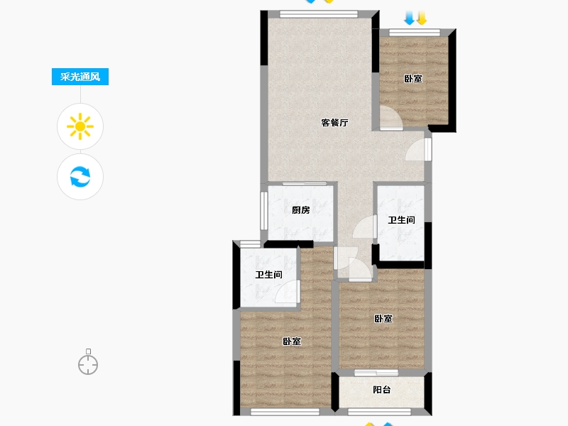 浙江省-杭州市-宋都如意溪湖-72.84-户型库-采光通风