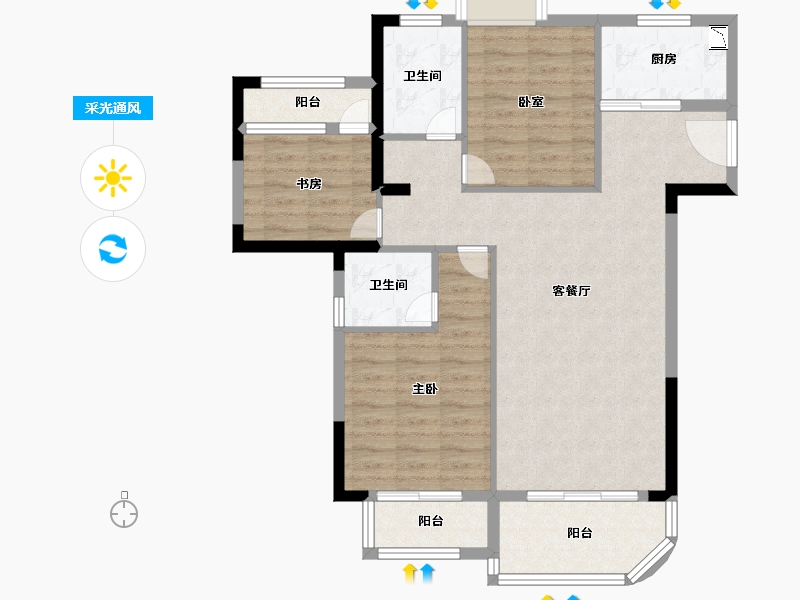 福建省-厦门市-招商卡达凯斯-88.99-户型库-采光通风