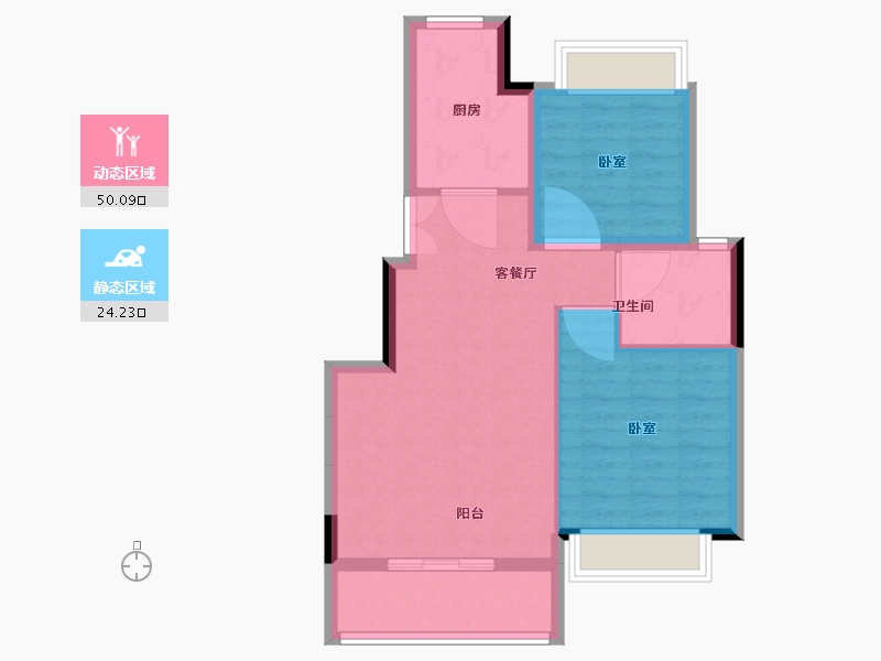 湖北省-黄石市-玖鸣·湖山樾-67.01-户型库-动静分区