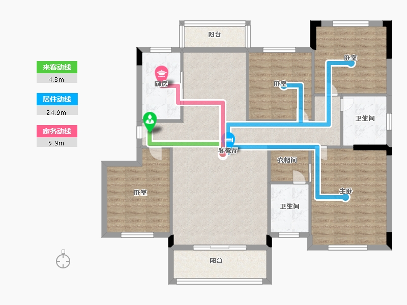 湖北省-武汉市-汉水新城中法印象-110.79-户型库-动静线