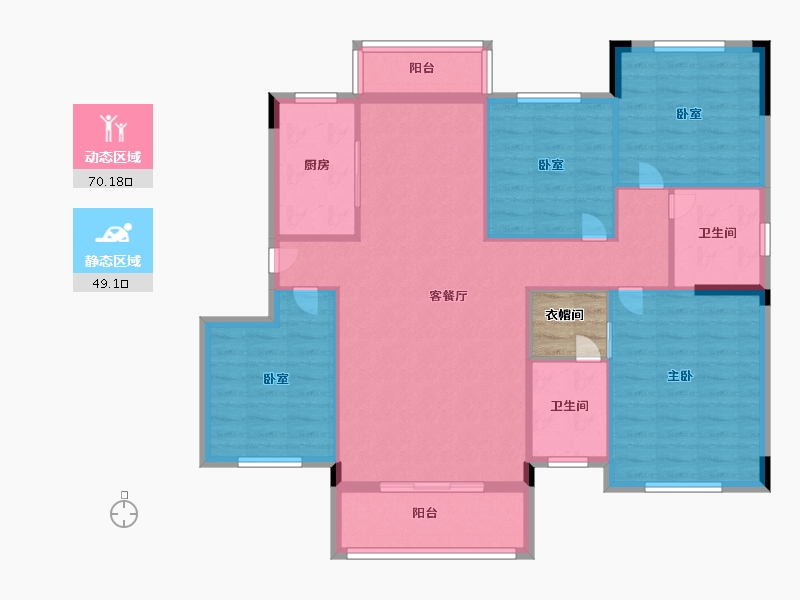 湖北省-武汉市-汉水新城中法印象-110.79-户型库-动静分区