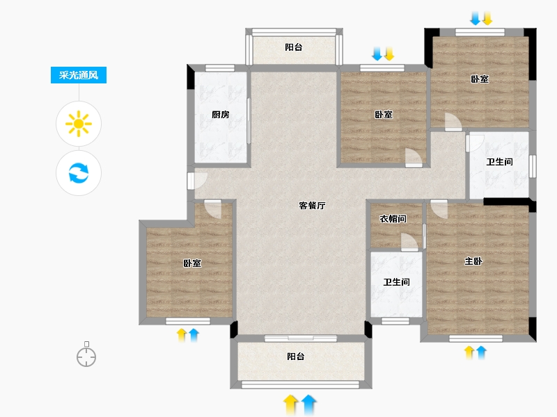 湖北省-武汉市-汉水新城中法印象-110.79-户型库-采光通风