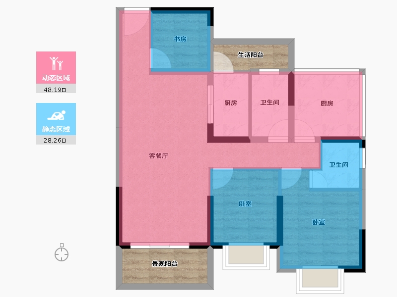 广东省-湛江市-科恒·荟景湾-75.37-户型库-动静分区