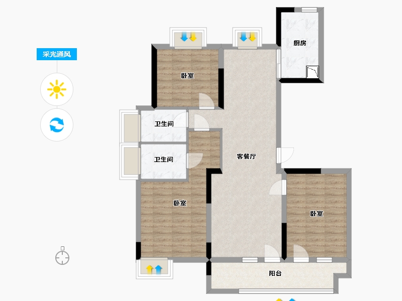 湖北省-武汉市-融创融公馆-97.24-户型库-采光通风