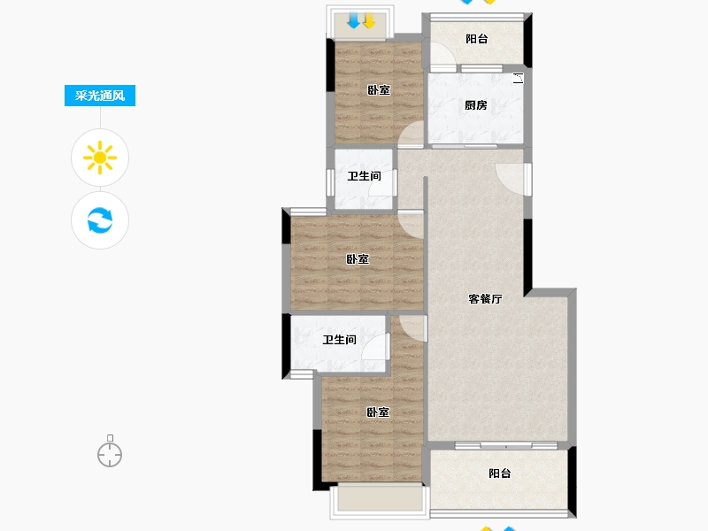 广东省-江门市-丰泽雅轩-87.61-户型库-采光通风