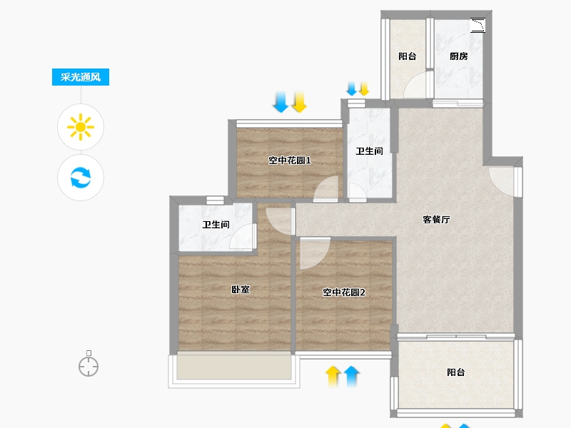 广东省-江门市-新熙花园-70.00-户型库-采光通风