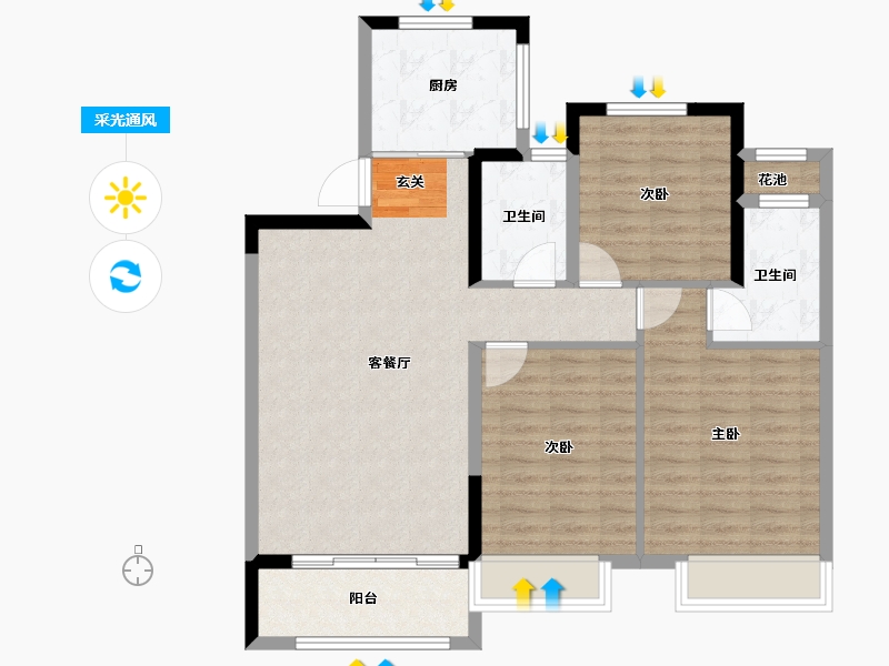 安徽省-宿州市-宿州院子-92.00-户型库-采光通风