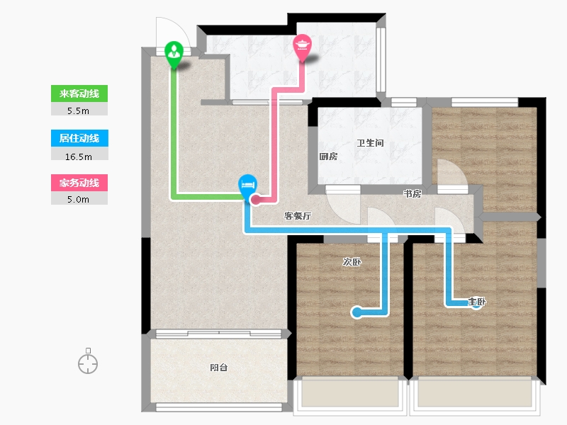 安徽省-蚌埠市-瑞泰滨江公馆-87.00-户型库-动静线