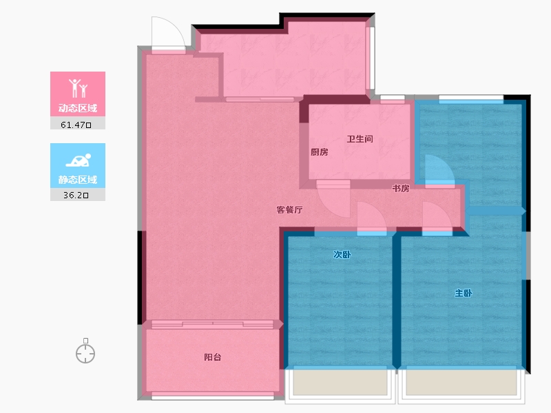 安徽省-蚌埠市-瑞泰滨江公馆-87.00-户型库-动静分区