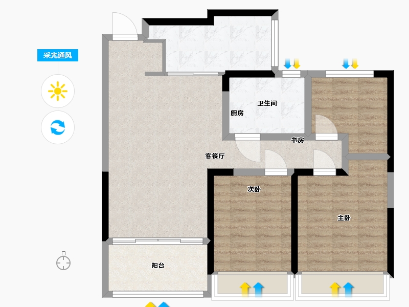 安徽省-蚌埠市-瑞泰滨江公馆-87.00-户型库-采光通风