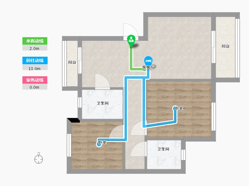 湖北省-武汉市-汉水新城中法印象-59.96-户型库-动静线