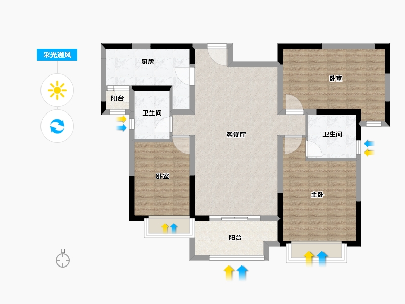 山东省-东营市-东营春风十里-106.16-户型库-采光通风