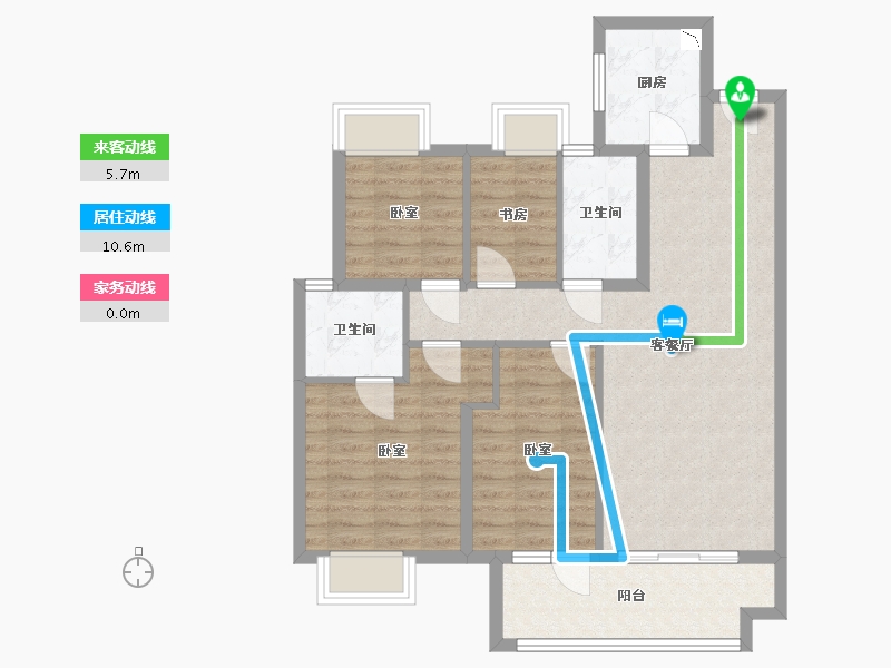 湖北省-武汉市-北辰金地漾时代-86.00-户型库-动静线