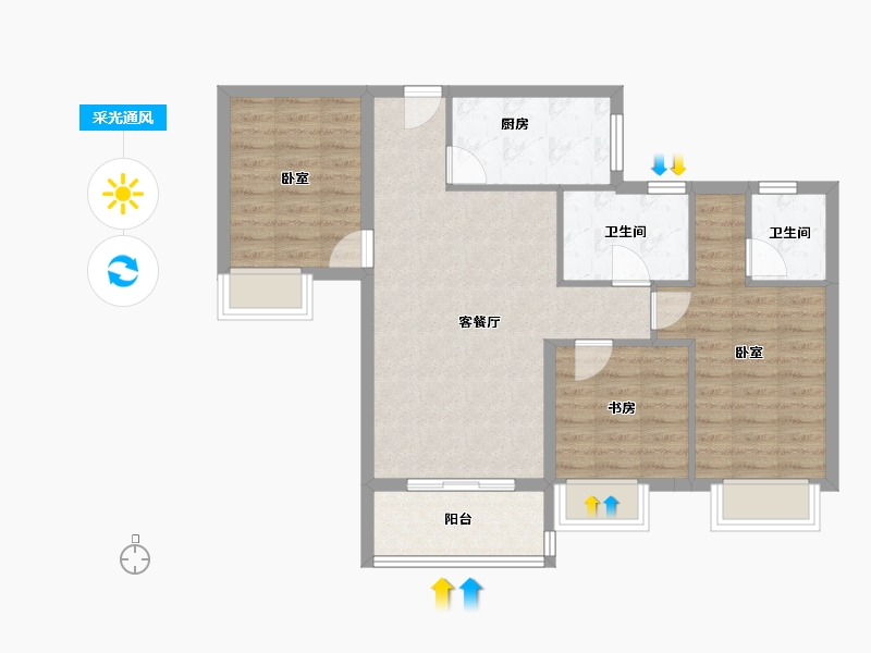 湖北省-孝感市-安陆水岸华府-79.03-户型库-采光通风