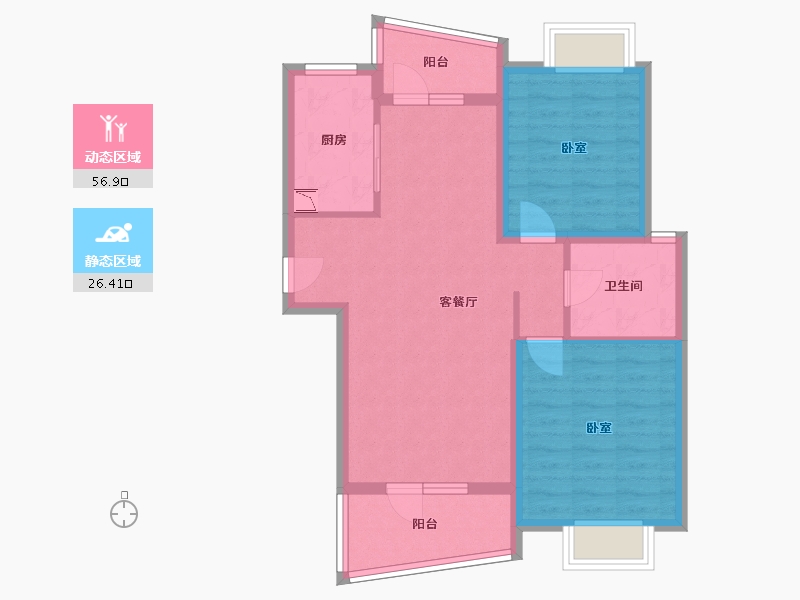 湖北省-武汉市-恋湖家园滨湖区二期-73.94-户型库-动静分区