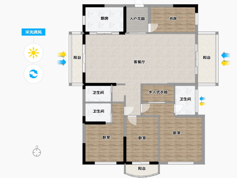 湖北省-武汉市-南国明珠四期-141.34-户型库-采光通风