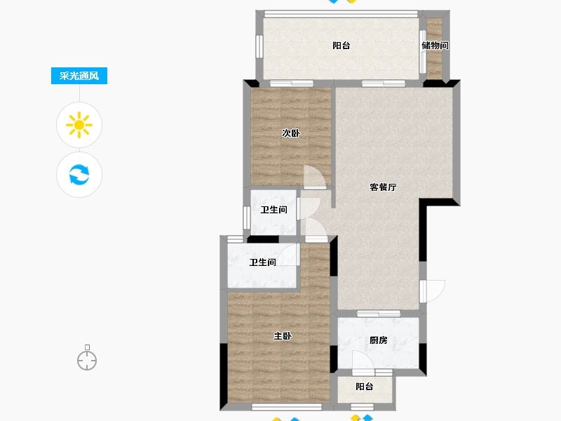 广东省-惠州市-中海汤泉-82.45-户型库-采光通风