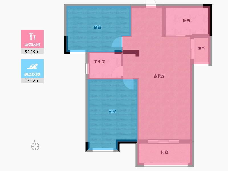 湖北省-武汉市-汉水新城中法印象-69.45-户型库-动静分区