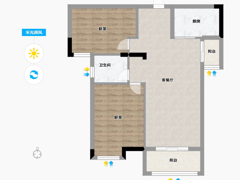 湖北省-武汉市-汉水新城中法印象-69.45-户型库-采光通风