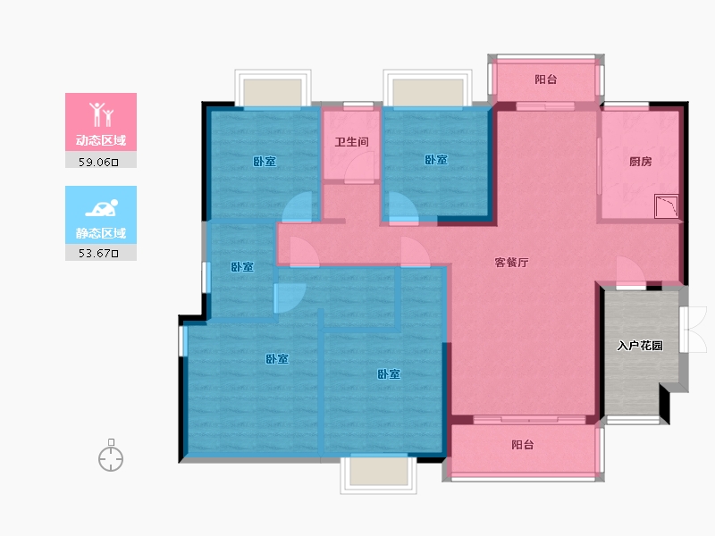 广东省-广州市-龙湖首开天宸原著-106.91-户型库-动静分区