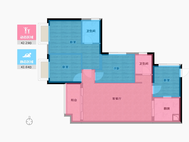 广东省-广州市-龙湖首开天宸原著-76.47-户型库-动静分区