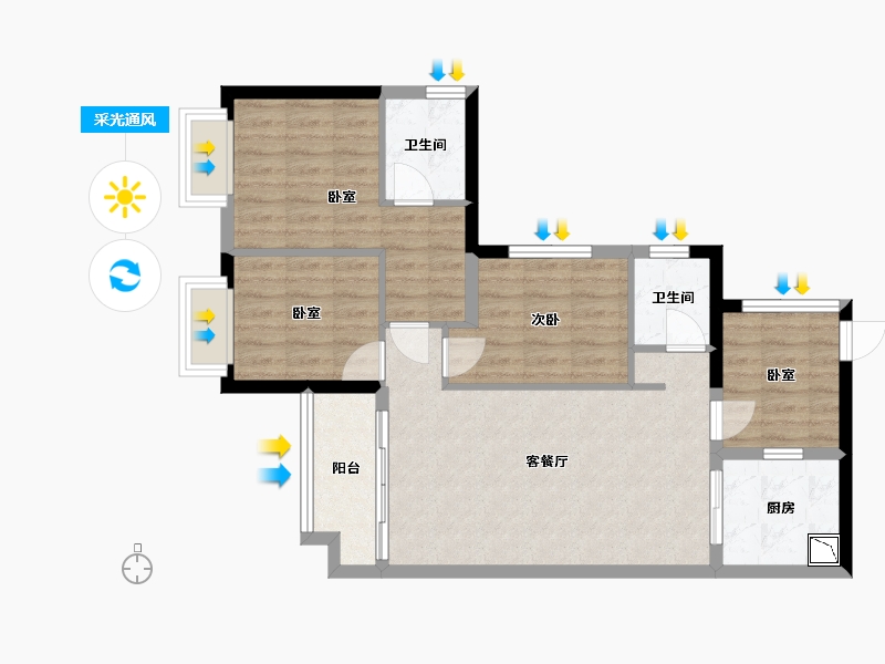 广东省-广州市-龙湖首开天宸原著-76.47-户型库-采光通风