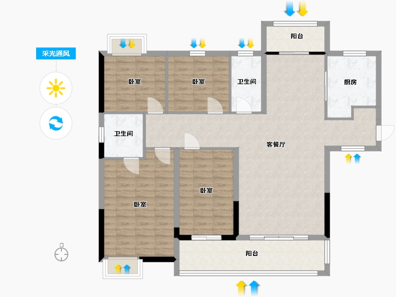 湖南省-邵阳市-汇菁国际-128.40-户型库-采光通风