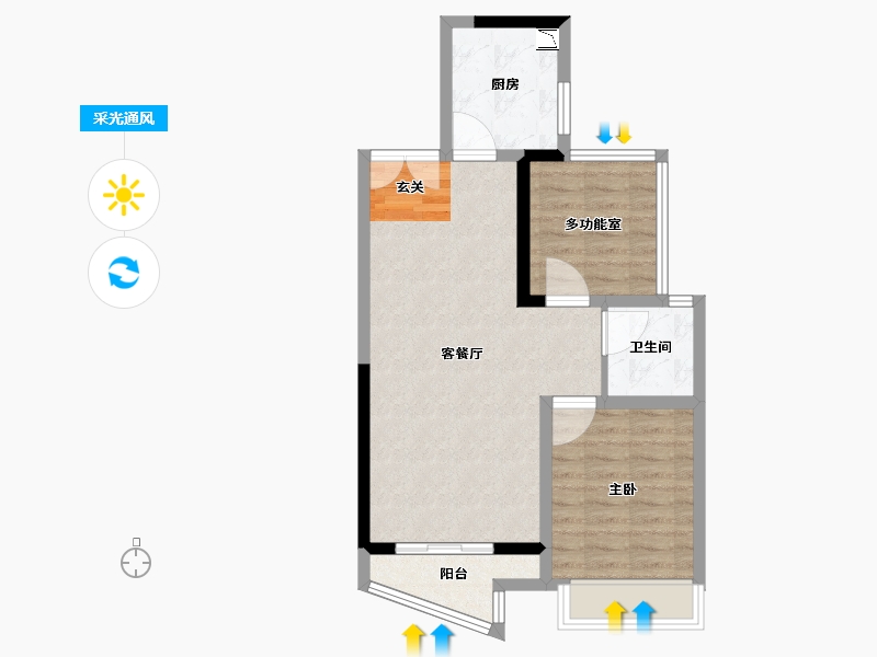 江苏省-常州市-翡丽蓝湾住宅-62.78-户型库-采光通风