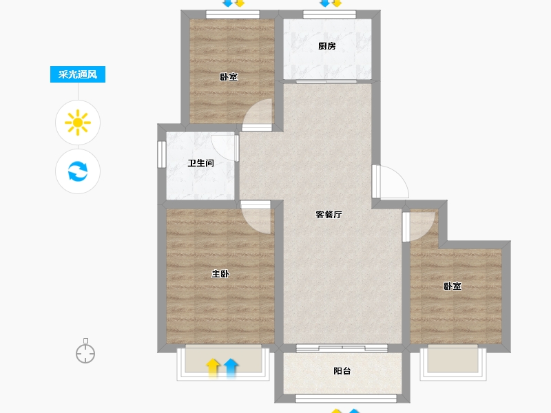 山东省-东营市-海通紫荆花园-72.80-户型库-采光通风