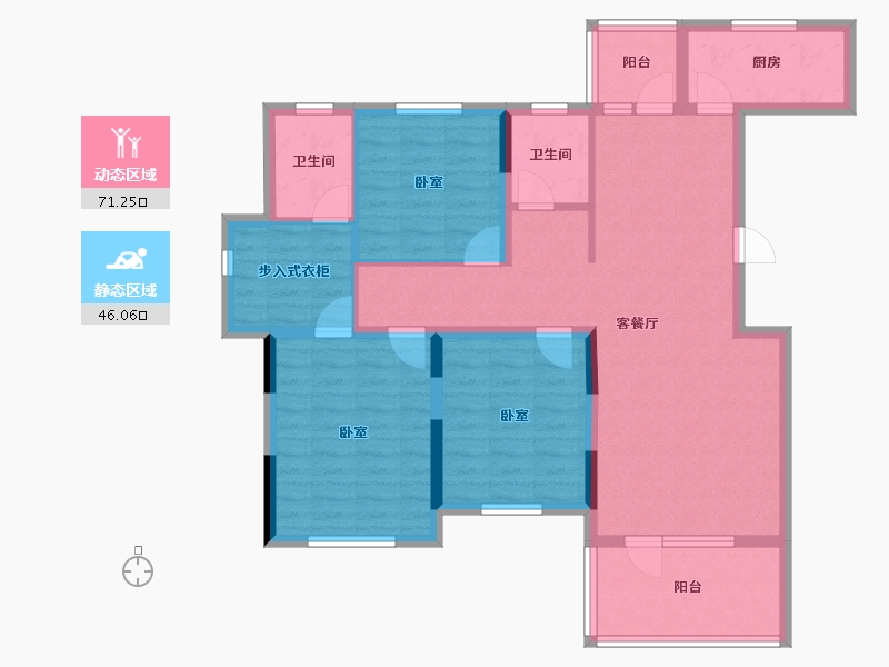 湖北省-咸宁市-金色海湾-104.35-户型库-动静分区