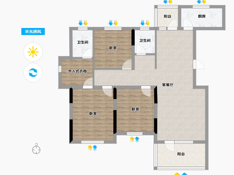 湖北省-咸宁市-金色海湾-104.35-户型库-采光通风