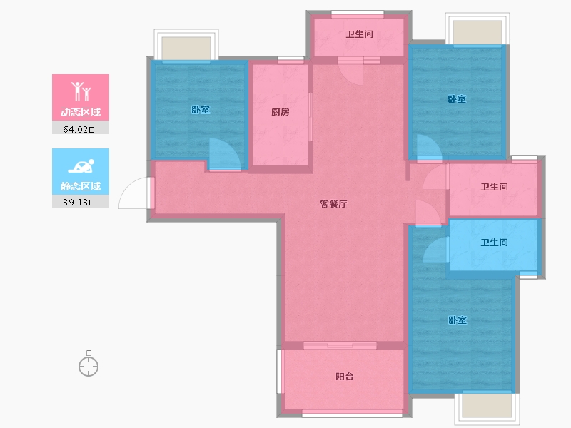 湖北省-武汉市-金地悦海湾-91.50-户型库-动静分区