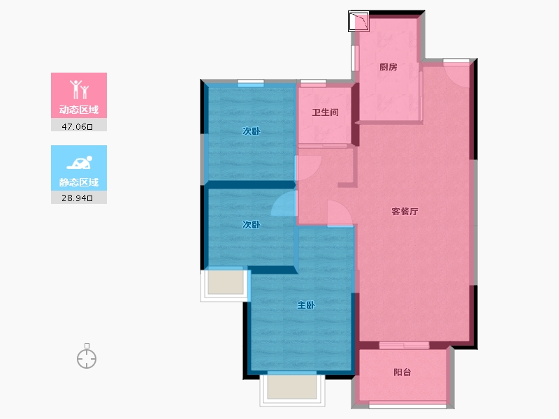 广东省-惠州市-碧桂园星悦-67.69-户型库-动静分区