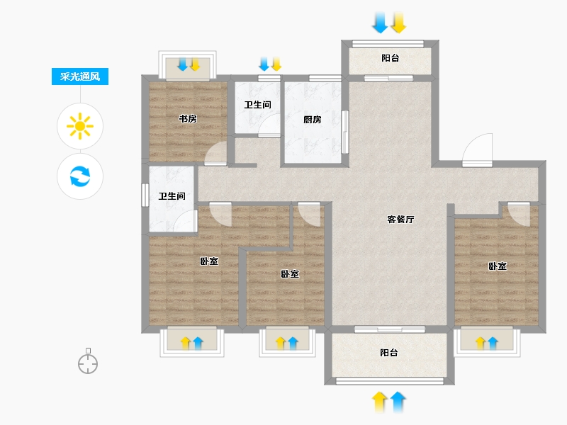 湖北省-孝感市-安陆水岸华府-109.82-户型库-采光通风