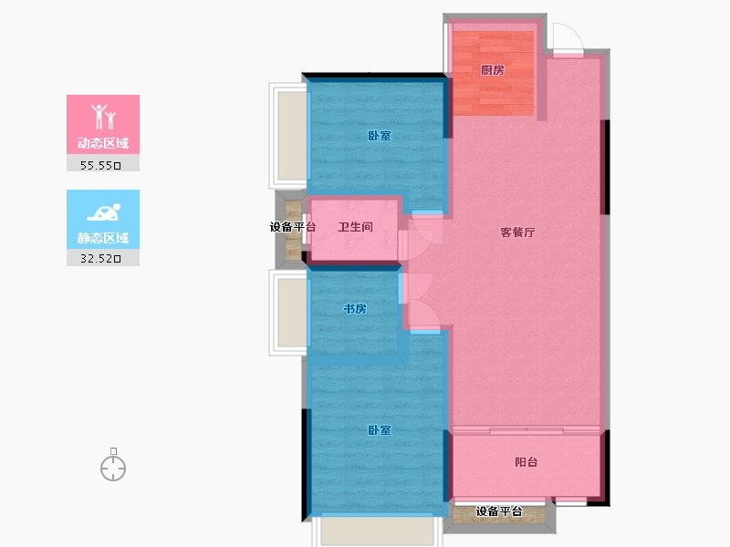 湖南省-湘潭市-锦绣世家西苑-80.64-户型库-动静分区