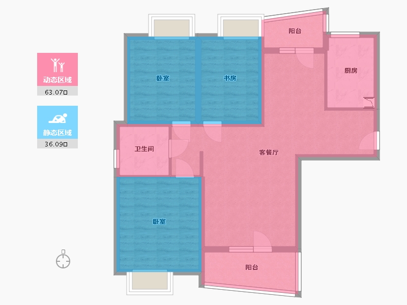 湖北省-武汉市-恋湖家园滨湖区二期-87.69-户型库-动静分区