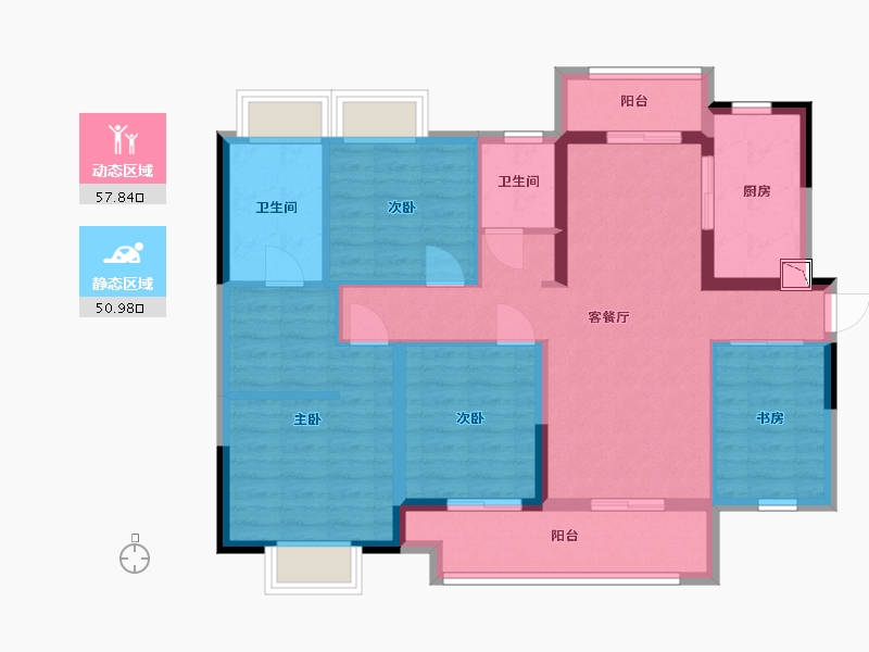 广东省-惠州市-新城金樾江南-96.64-户型库-动静分区