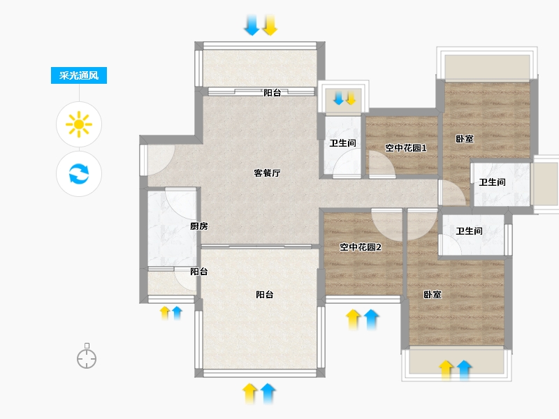 广东省-江门市-新熙花园-78.00-户型库-采光通风