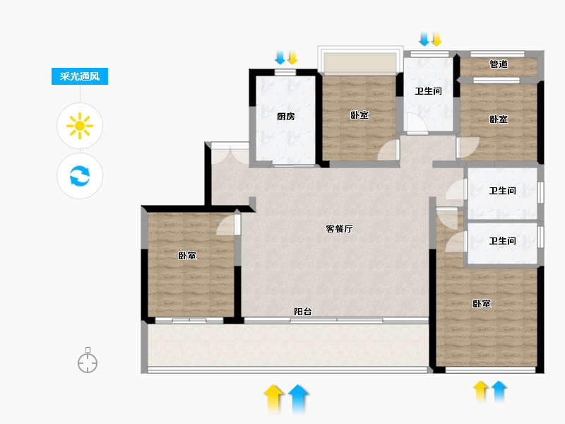 浙江省-温州市-华鸿大发瑞祥壹号-135.00-户型库-采光通风