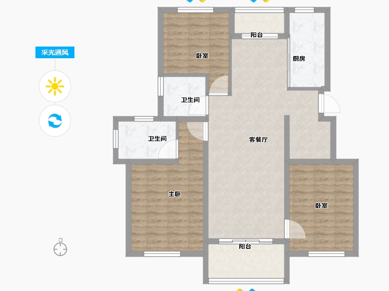 江苏省-宿迁市-中豪·运河澜湾-98.00-户型库-采光通风