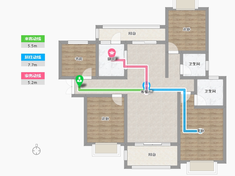 湖南省-湘潭市-东方名苑二期-104.14-户型库-动静线