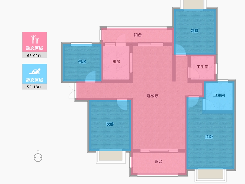 湖南省-湘潭市-东方名苑二期-104.14-户型库-动静分区