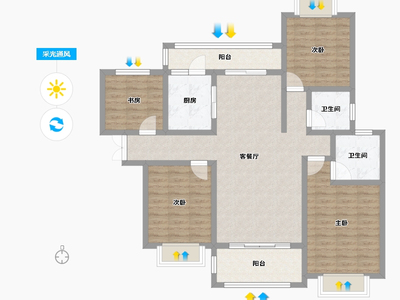 湖南省-湘潭市-东方名苑二期-104.14-户型库-采光通风