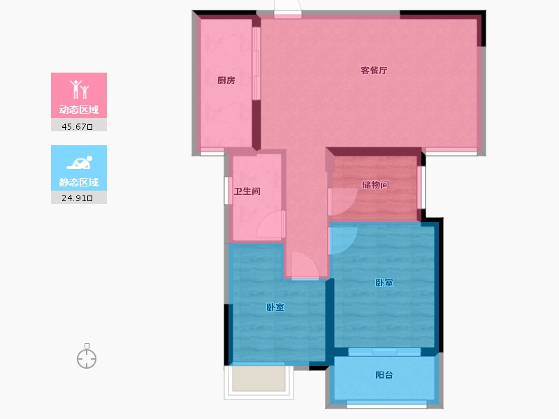 湖北省-武汉市-城投秀水青城-62.97-户型库-动静分区